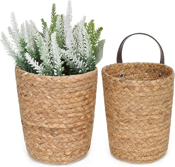 StorageWorks Water Hyacinth Wicker Baskets, Wall Hanging Basket for Plants & Accessories, Wall Ba... | Amazon (US)
