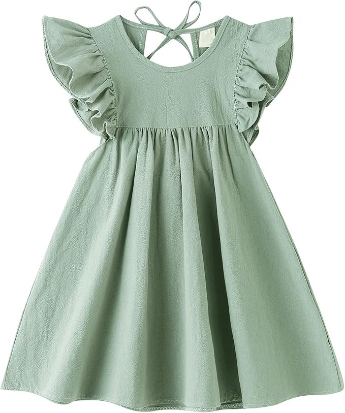 Dutebare Toddler Baby Girl Dress Cotton Linen Ruffle Halter Sleeveless Dresses Kids Summer Sundre... | Amazon (US)