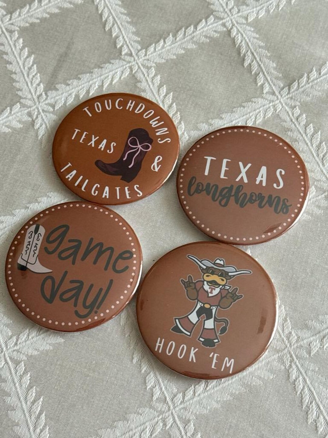 Texas Gameday Pin Buttons, UT Austin, Longhorn, 1-3 Inch, Custom Buttons - Etsy | Etsy (US)