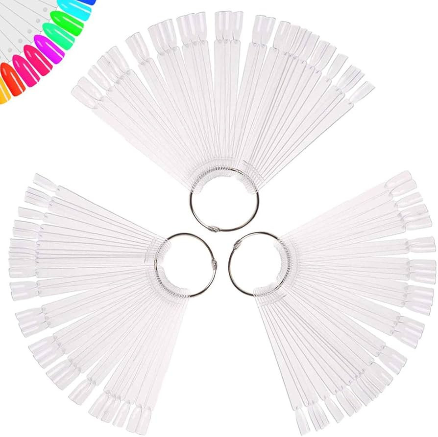 150 Pcs Clear Nail Swatch Sticks with Ring, Fan Shape Nail Art Tips, False Nail Sample Sticks, Na... | Amazon (US)