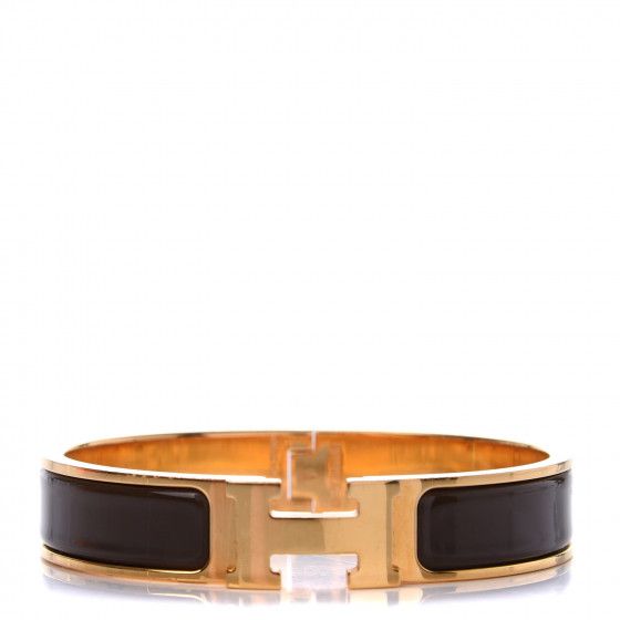 HERMES Enamel Narrow Clic Clac H Bracelet PM Cachou | Fashionphile