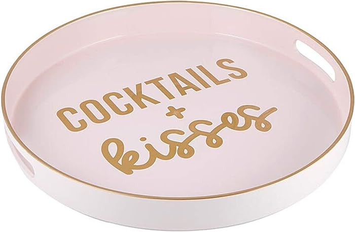 Santa Barbara Design Studio Sippin' Pretty Bar Tray, 13.5-Inch Diameter, Pink - Cocktails + Kisse... | Amazon (US)