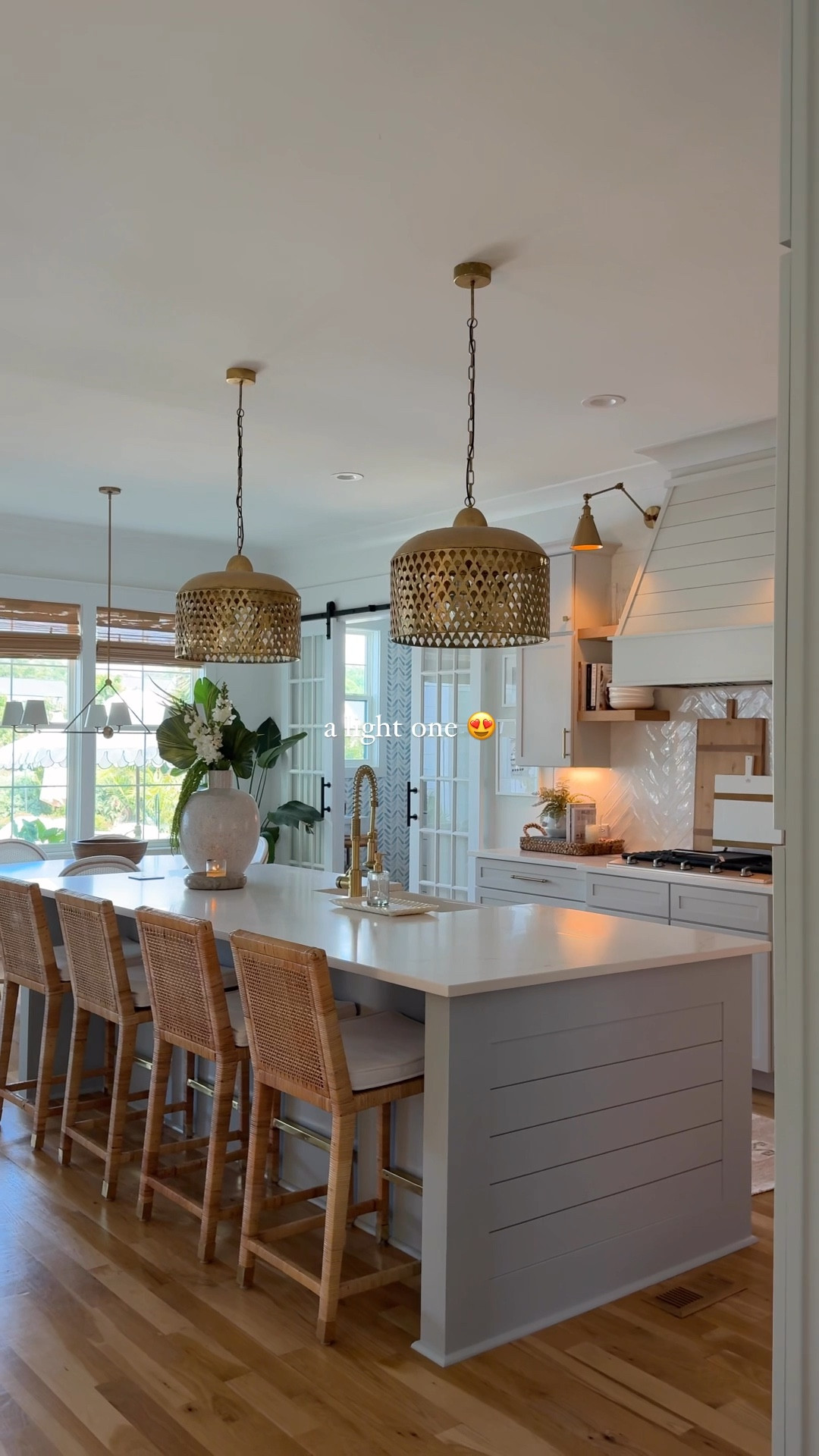 NO REGRETS! 🩵 | I love how bright and light the kitchen is now, it fits our home so much better! -the island is Krypton by SW & the rest of the cabinets are “chalk” a custom color from the cabinet maker ✨ which did you prefer?! 🤭

#kitchenremodel #whitekitchen #neutralhome #kitchencabinets #serenaandlily #coastalstyle #kitchenideas 

#LTKHome #LTKStyleTip
