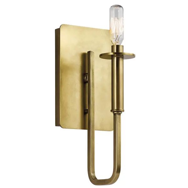 Kichler Lighting Alden Collection 1-light Natural Brass Wall Sconce - Overstock - 13780653 | Bed Bath & Beyond