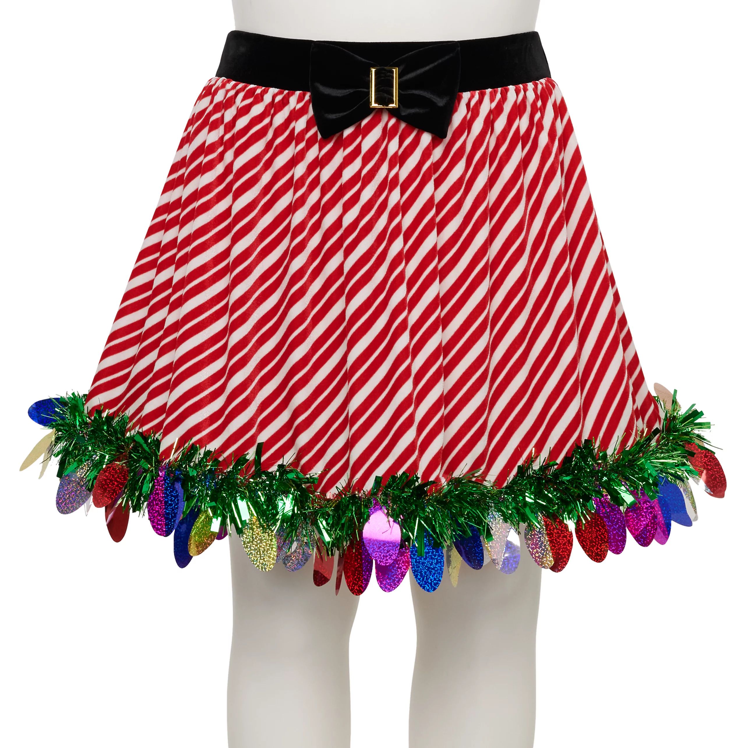 Juniors' Plus Size Celebrate Together Candy Cane Skirt with Tinsel | Kohl's