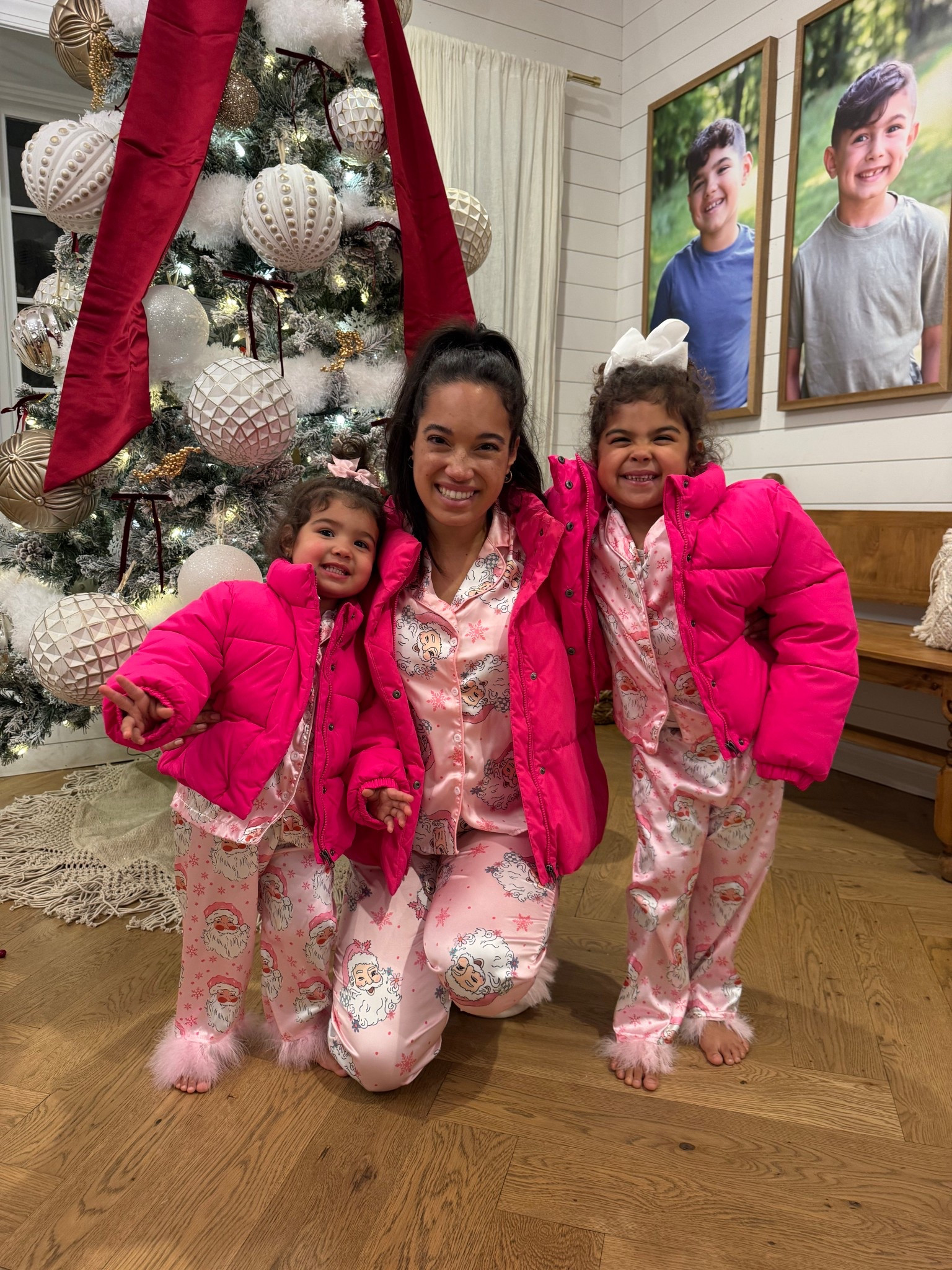The cutest matching coats for me and my girls! Pajamas true to size and the coats I sized all of us up 1 size because it is cropped! 