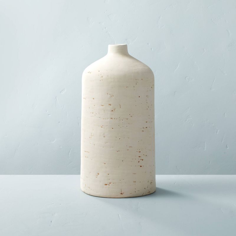 12&#34; Distressed Ceramic Vase Natural Cream - Hearth &#38; Hand&#8482; with Magnolia | Target
