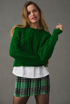 Maeve Layered Cable-Knit Sweater | Anthropologie (US)