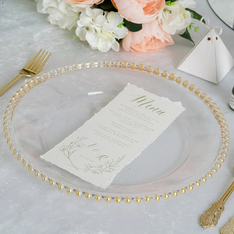 Balsa Circle 6 Clear Gold 13" Beaded Trim Acrylic Wooden Textured Round Acrylic Charger Plates | Walmart (US)