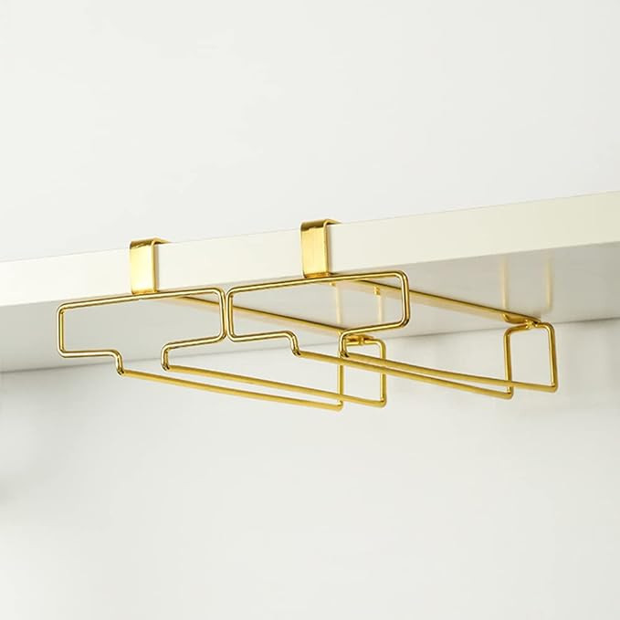 LINFIDITE Gold Under Cabinet Wine Glass Holder, 2 Pack, Space Saving, Easy Installation, Anti-Ski... | Amazon (US)