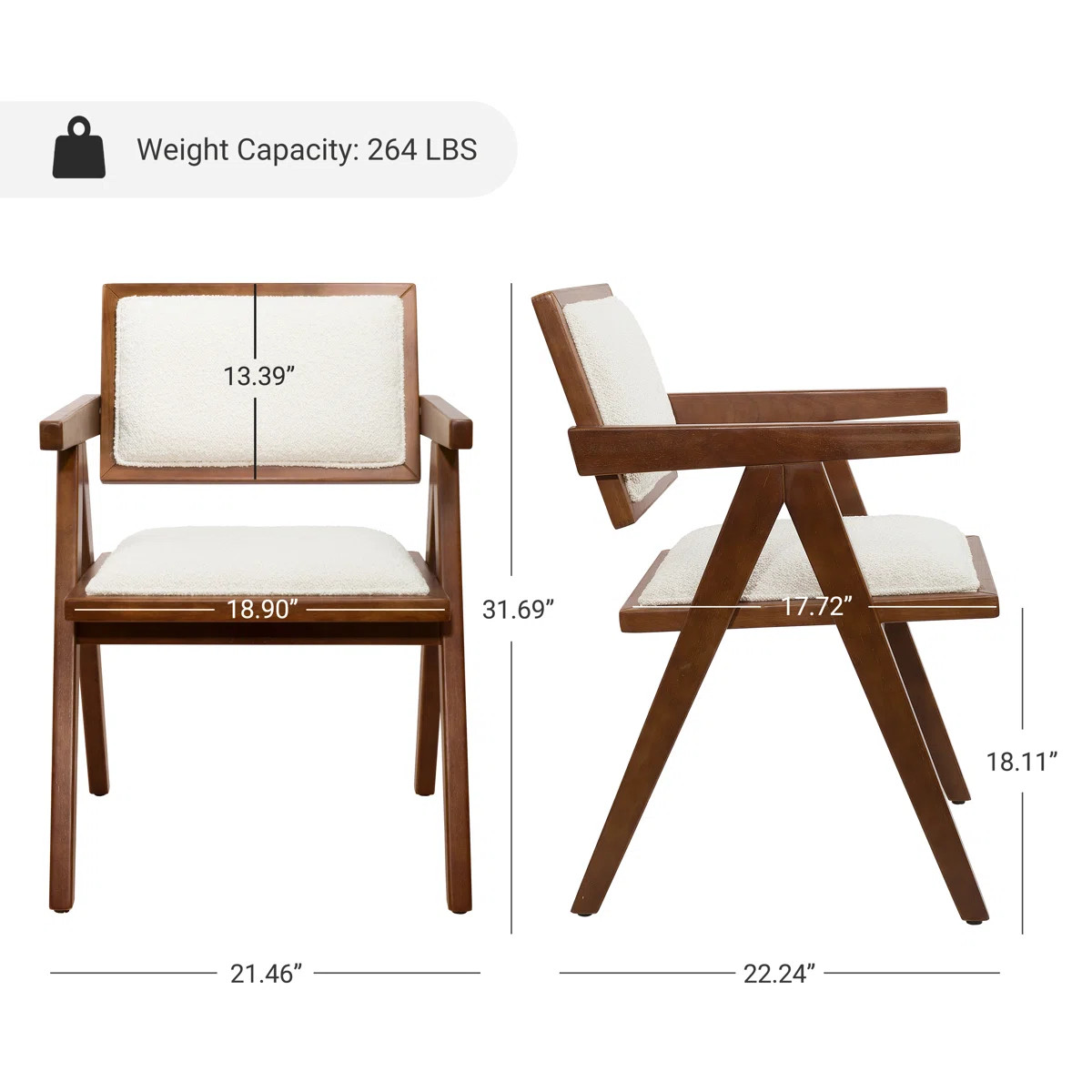 Retro Upholstered Dining Arm Chair Wooden Framed Side Chair (Set of 2) | Wayfair North America