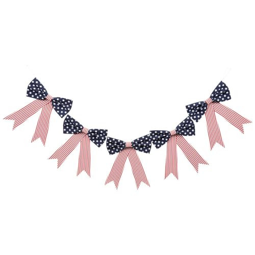 Hobby Lobby Patriotic Bow Garland, 4th of July Decoration, Red White and Navy Blue Stars and Stripes, 6 Feet Length, Fabric Bunting Banner | Amazon (US)