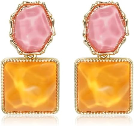 Asymmetrical Earrings for Women Boho Resin Dangle Earrings Acrylic Water Ripple Earring | Amazon (US)