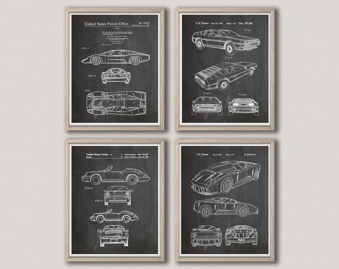 Car Poster Set of 4 Car Patent Prints Vintage Car Prints Car - Etsy | Etsy (US)