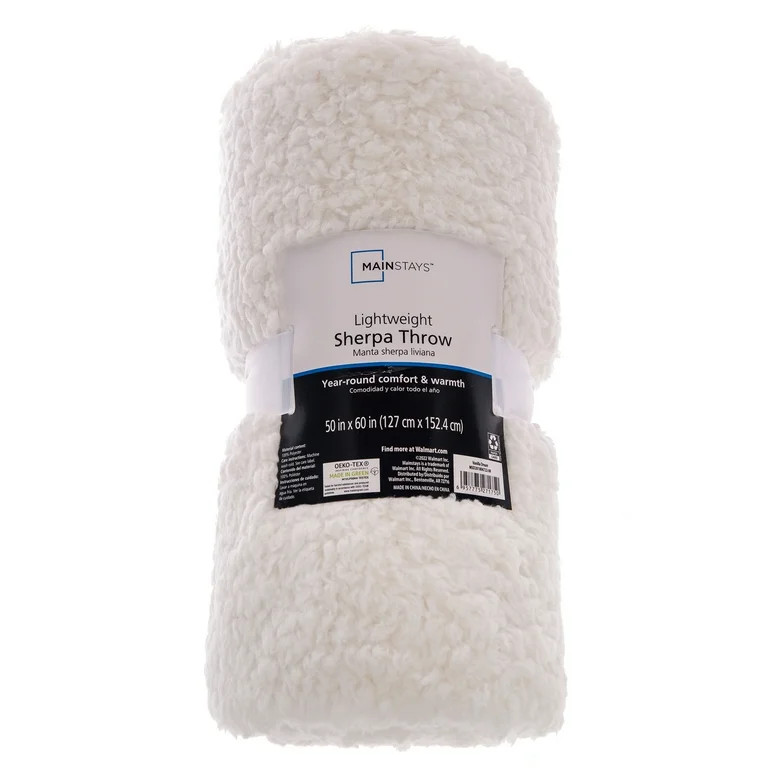 Mainstays Sherpa Throw Blanket, 50" X 60", Cream | Walmart (US)