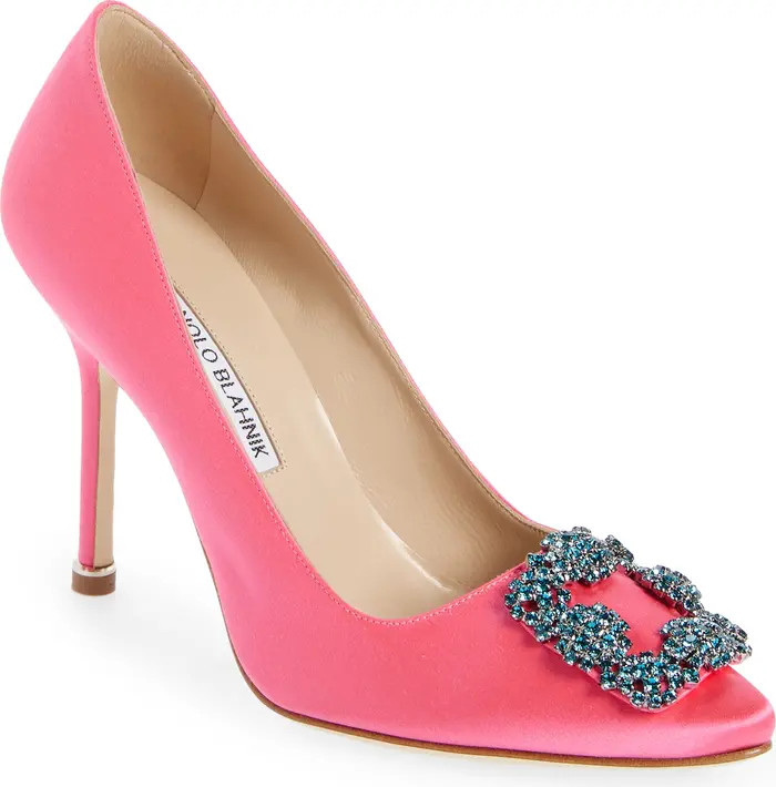 Manolo Blahnik Hangisi Crystal Buckle Pump (Women) | Nordstrom | Nordstrom