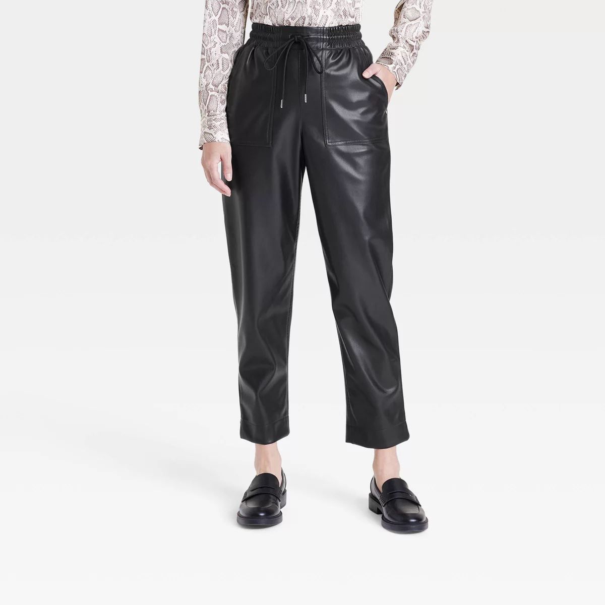 Women's High-Rise Faux Leather Tapered Ankle Pull-On Pants - A New Day™ | Target