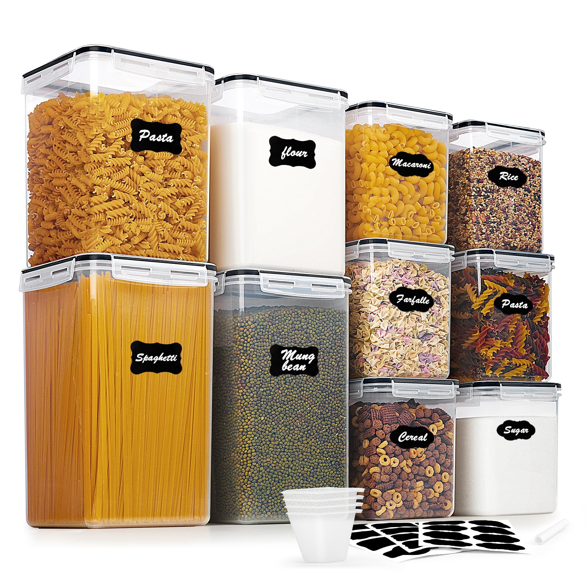 Vtopmart 10 PCS Flour and Sugar Storage Container, Large Airtight Food Canisters with Lids for Ki... | Amazon (US)