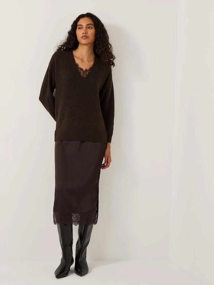 Monsoon Brown Fay Jumper Slip Dress | Next EU