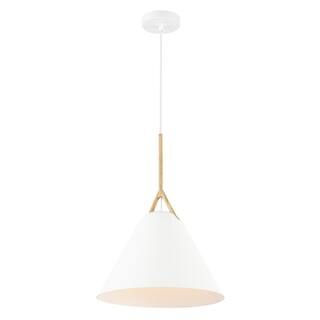 Kalix 14 in. 1-Light White Pendant with Metal Shade | The Home Depot