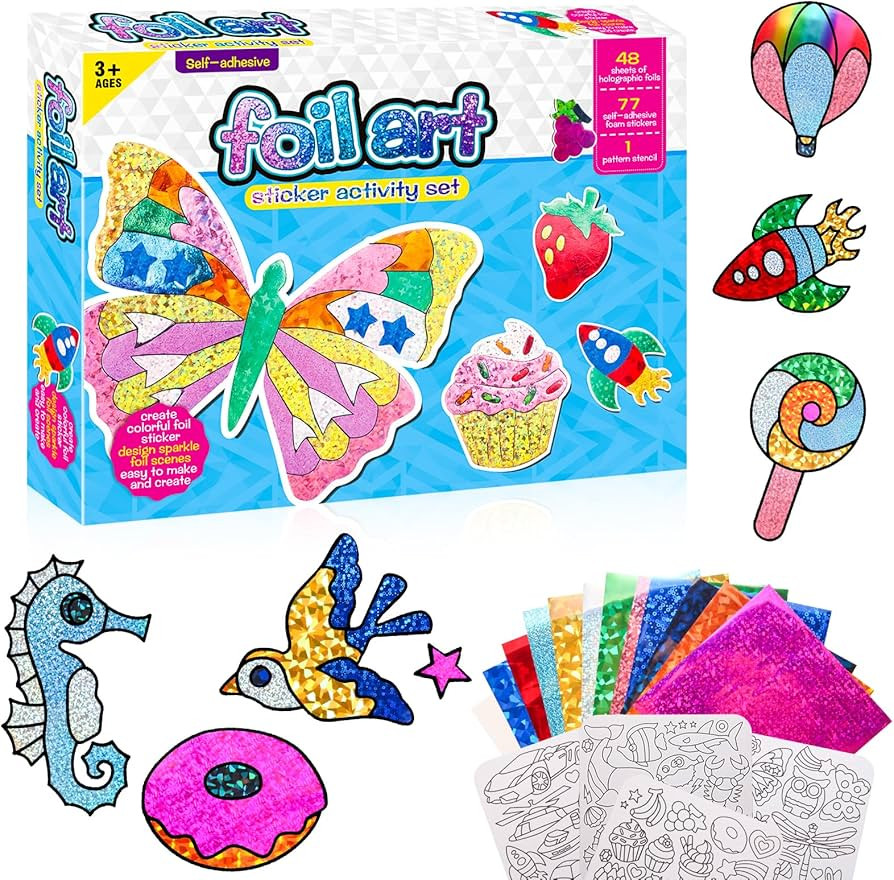 Foil Art Kit for Kids - Foil Fun Craft Kits & Supplies, No Mess Art for Kids, Foil Foam Stickers ... | Amazon (US)