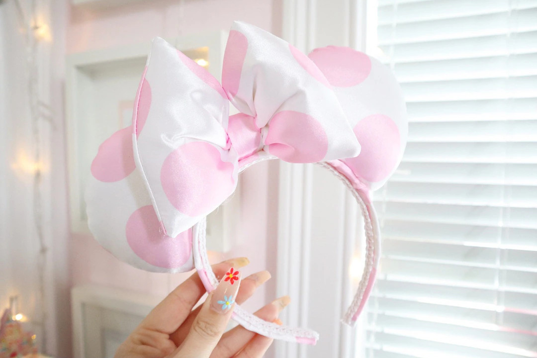 Pink Satin Polka Dot Mouse Ears - Etsy | Etsy (Global)
