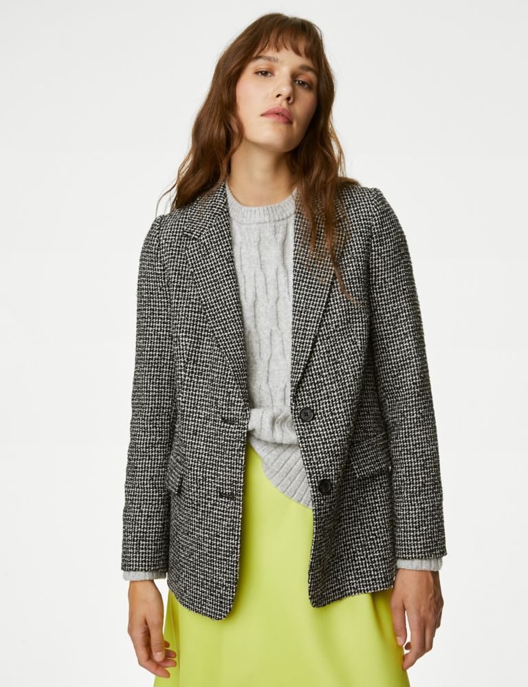 Tweed Relaxed Checked Single Breasted Blazer | Marks & Spencer (UK)