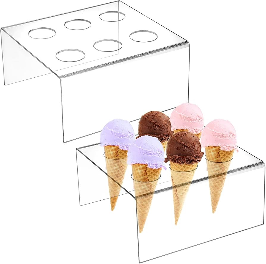 Hedume 2 Pack 6 Holes Acrylic Ice Cream Cone Holder Stand, Clear Ice Cream Crisp Tube Cone Displa... | Amazon (US)
