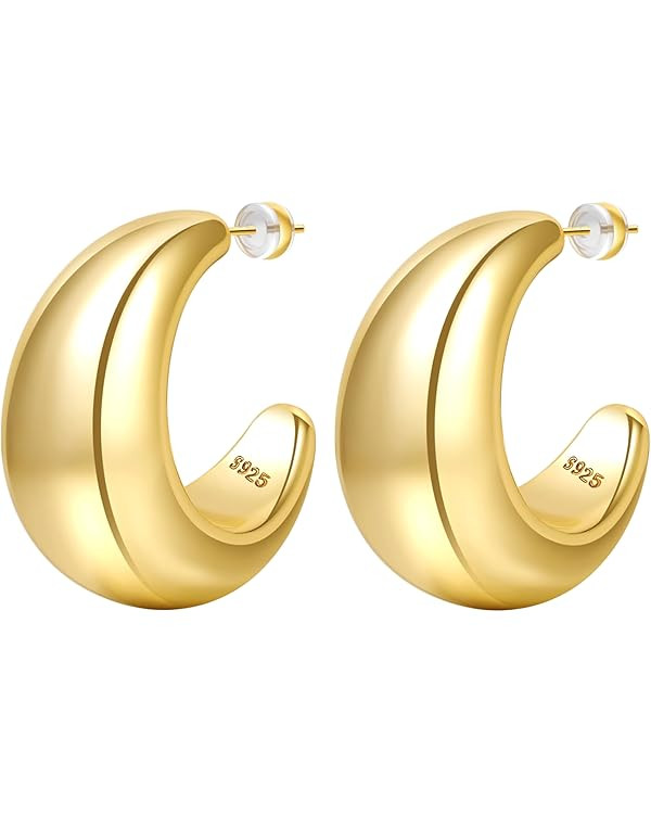 PABBEU WaterDrop Earring Dupes - Chunky Gold Hoop Earrings, Lightweight 14k Hypoallergenic Thick ... | Amazon (US)
