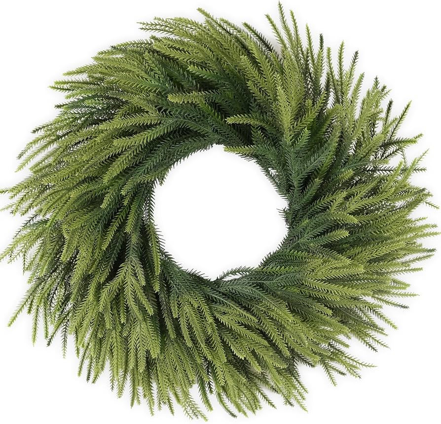 24 inch Norfolk Pine Wreath, Realistic Christmas Wreath for Front Door,Artificial Real Touch Gree... | Amazon (US)