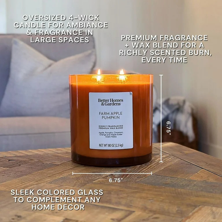 Better Homes & Gardens Farm Apple Pumpkin Scented 4-Wick 80oz (2.26 kg) Large Oversized Jar Candl... | Walmart (US)