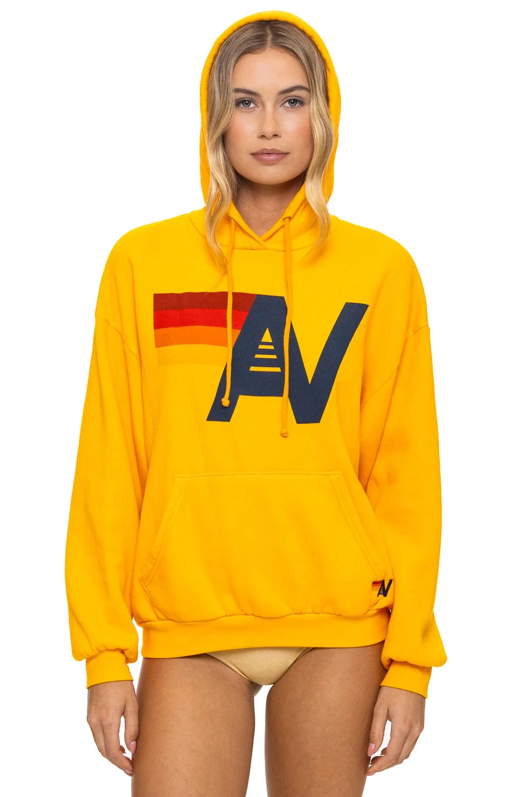 LOGO PULLOVER RELAXED HOODIE - GOLD | Aviator Nation