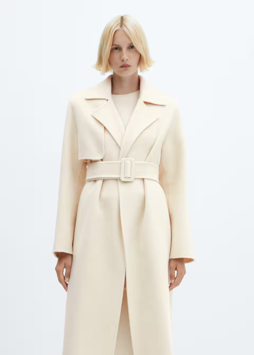 Wool coat with handmade belt | MANGO (US)