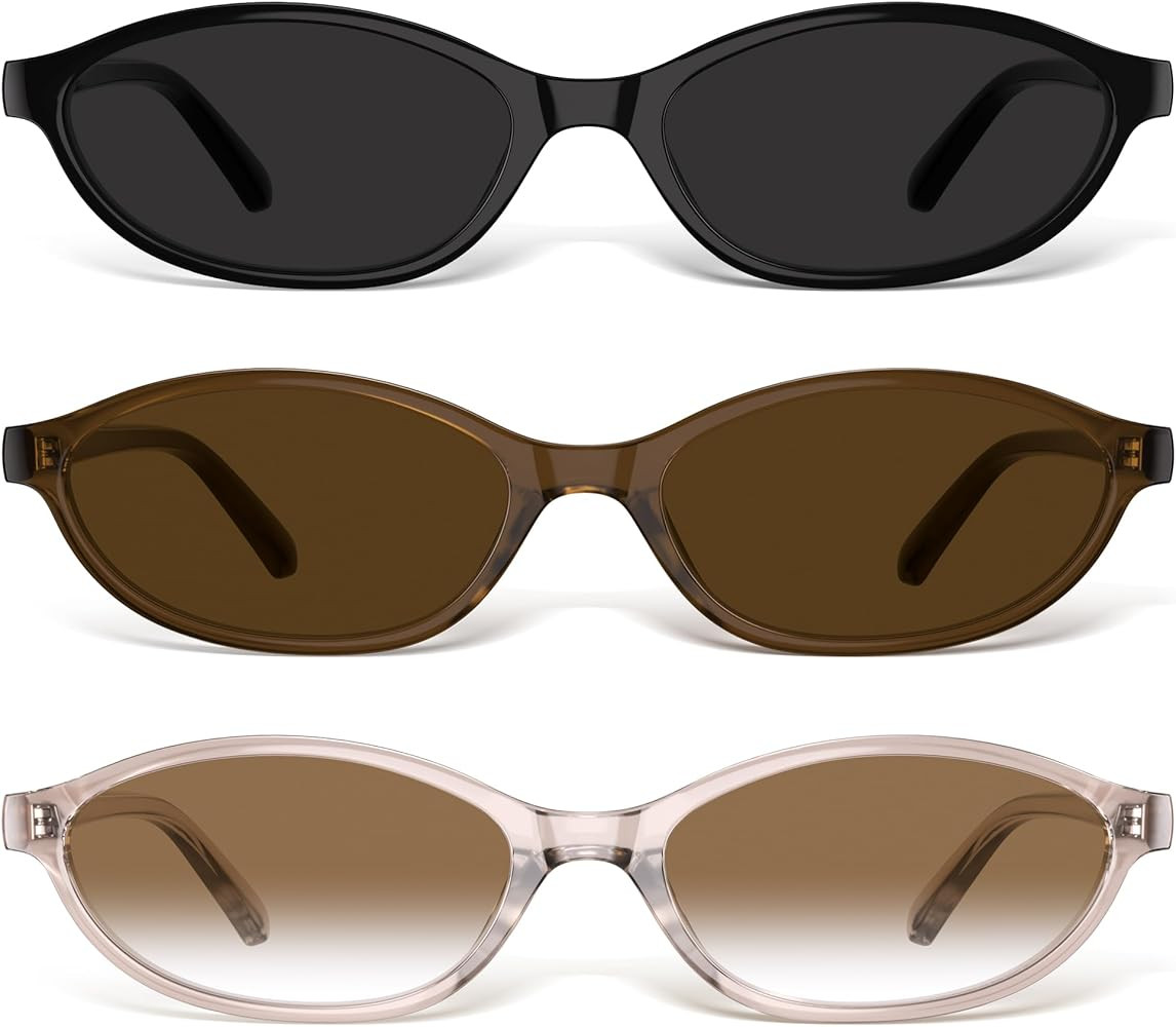 Sunglasses Womens Retro Oval Sunglasses for Women - Cat Eye 90s Glasses Y2K UV400 Lightweight Nar... | Amazon (US)