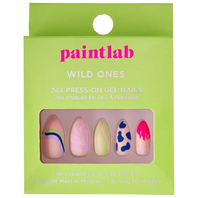 PaintLab Reusable Press-on Gel Nails Kit, Wild Ones Assorted, 24 Count - Walmart.com | Walmart (US)