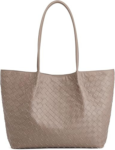 Kattee Woven Tote Handbag for Women, Leather Large Tote Purse for Women Hobo Shoulder Bag Weekend... | Amazon (US)