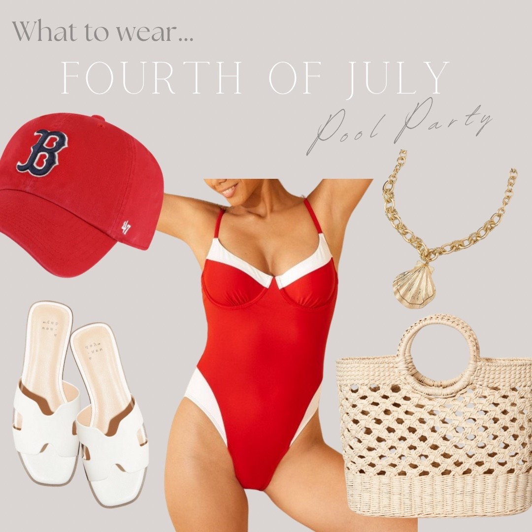 What to wear: 4th of July Pool Party! 



Pool party, summer outfit, vacation style, swimsuit, womens swimwear, one piece, red, white and blue, summer party, shell necklace, summer accessories, red baseball cap, pool bag, straw bag, sandals 


#target #whattowear 

#LTKStyleTip #LTKSwim #LTKSeasonal
