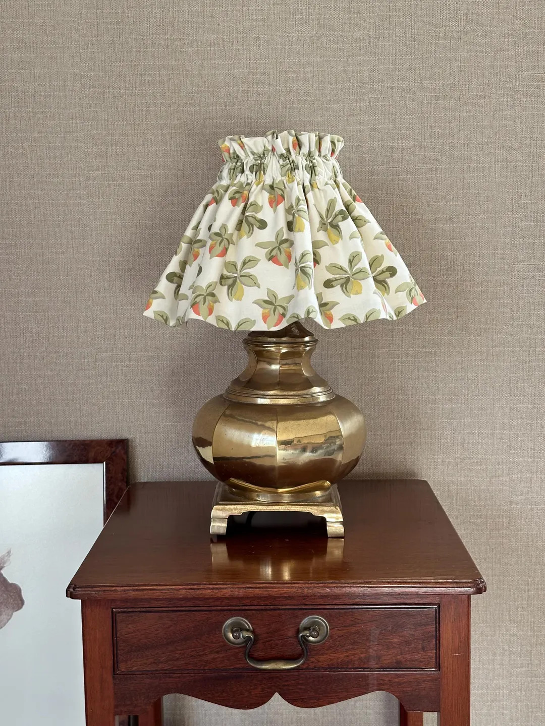 Lemon Print Frill Gathered Fabric Lampshade - Etsy | Etsy (US)
