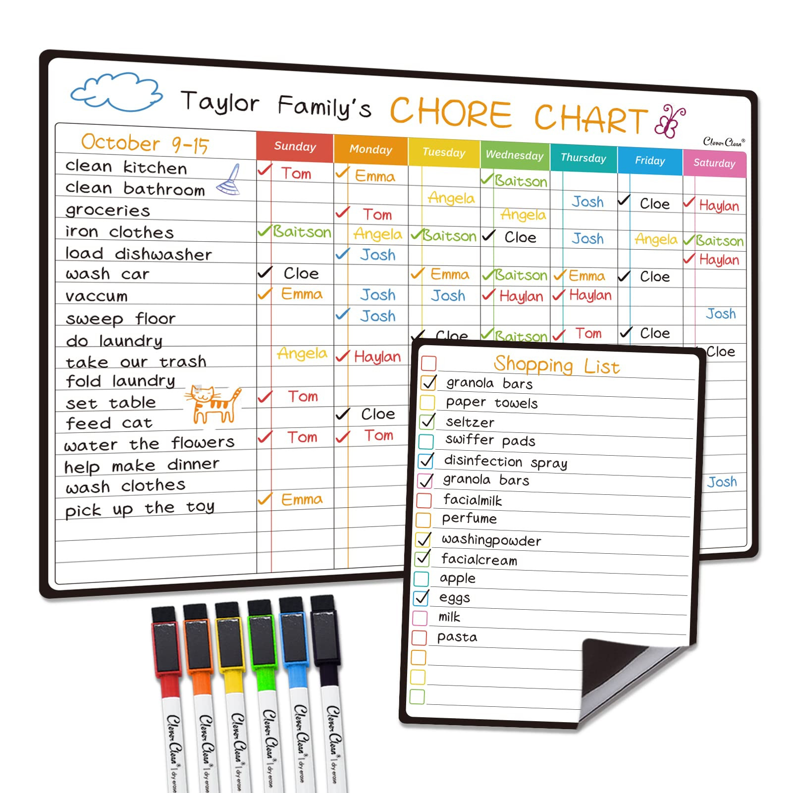 Magnetic Dry Erase Chore Chart - 14.5"x11" Chore Chart for Kids, Teens and Adults - 6.5"x8.5" Lis... | Amazon (US)