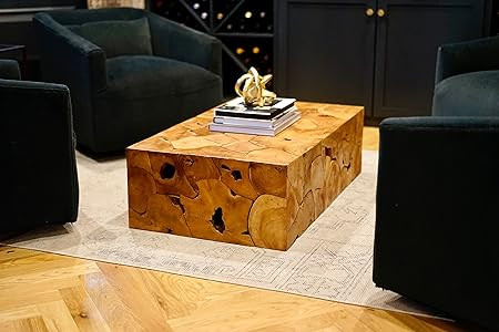 Alveare Home Seaside Solid Teak Coffee Table, Brown | Amazon (US)