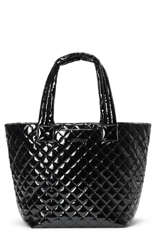 MZ Wallace Medium Metro Deluxe Tote in Black Lacquer at Nordstrom | Nordstrom