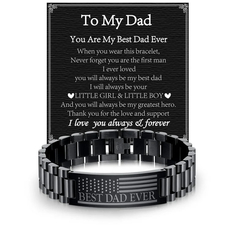 DORANA Black American Flag Watch Link Bracelets for Men to My Best Dad from Son Daughter Stainles... | Walmart (US)