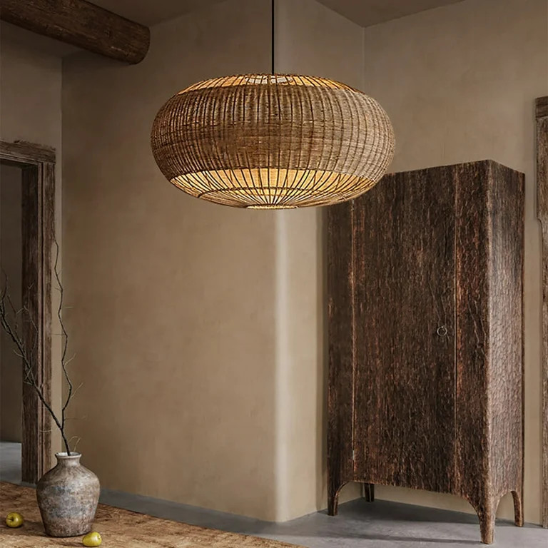Arturesthome Rattan chandelier retro Japanese style wabi-sabi style bamboo pendant light | Walmart (US)
