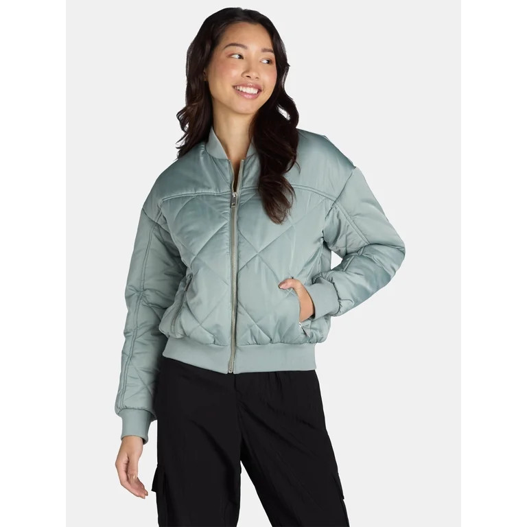 Time and Tru Women's and Women’s Plus Size Quilted Bomber Jacket, Sizes XS-3X | Walmart (US)