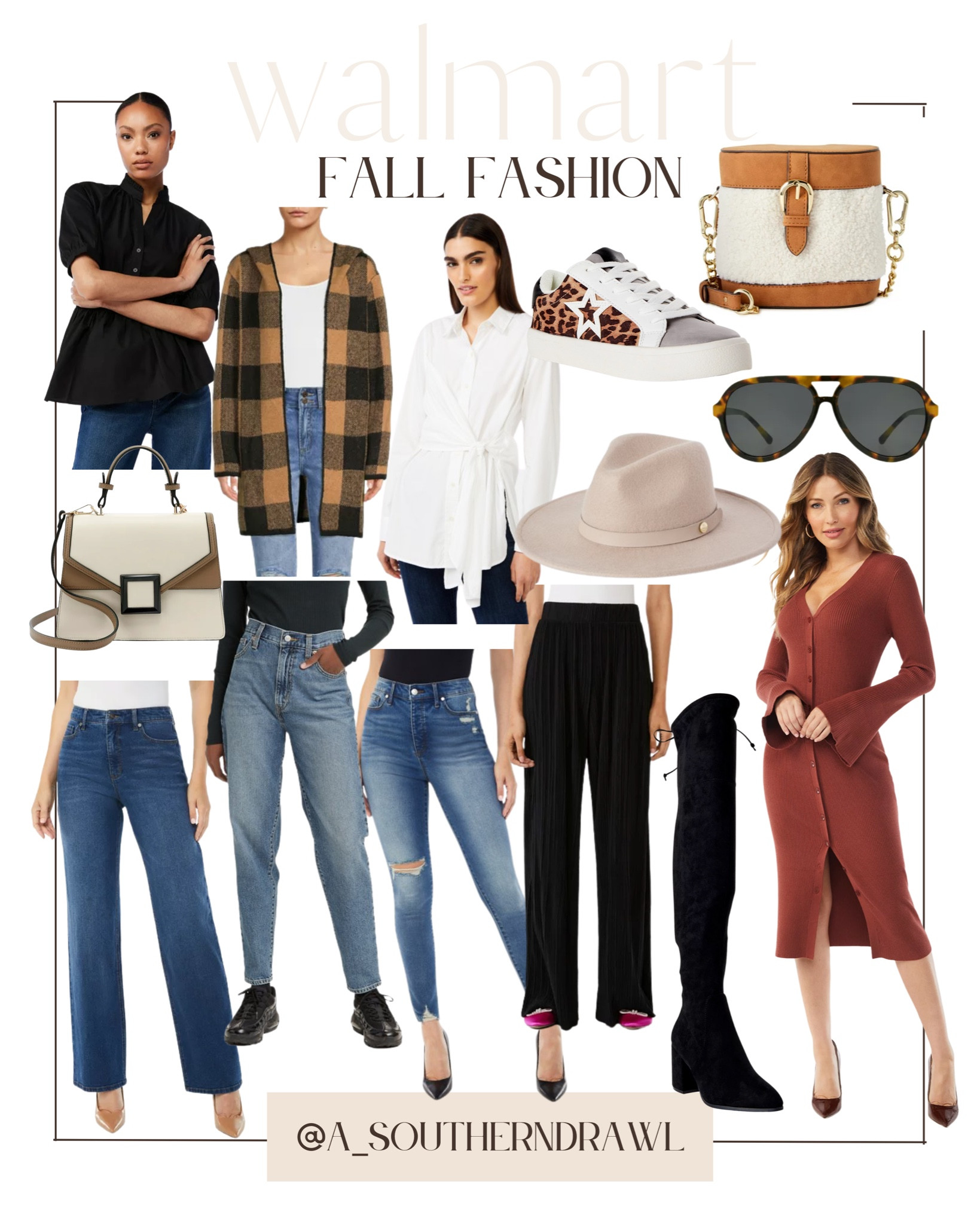 Walmart fall fashion finds! 

Fall fashion under $50 - affordable fall fashion - denim for fall - dresses for fall - accessories for fall - bags for fall - handbags for fall - tops for fall 

#LTKSeasonal #LTKfit #LTKunder50