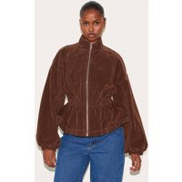 Brown Cinched Waist Suede Jacket | PrettyLittleThing UK