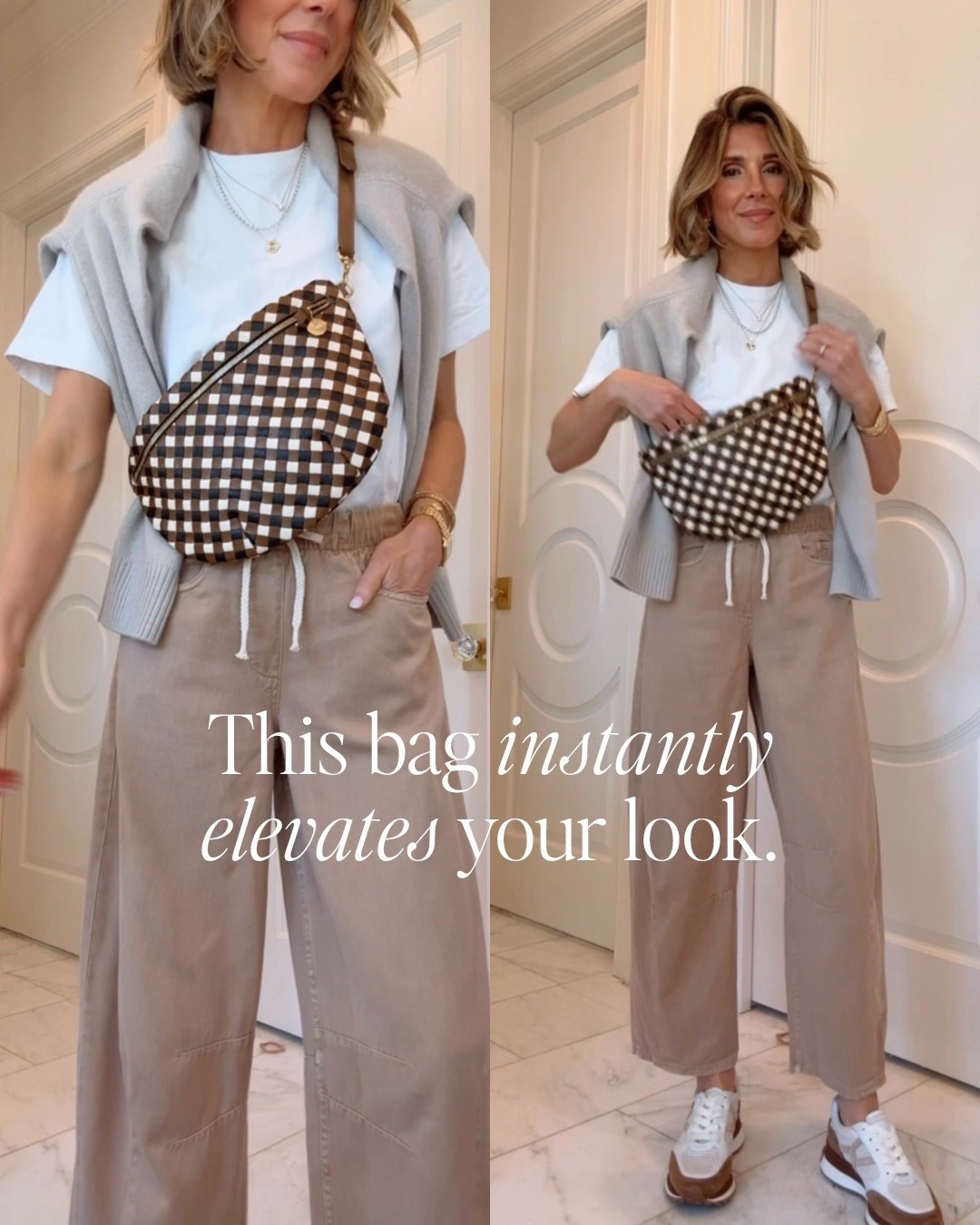 An easy and chic spring look every mom needs 🤍
Effortless, comfortable, and polished enough for everyday. I’m wearing a size XS in the pants, and this bag comes in so many gorgeous colors—perfect for spring. @Shopbop 

#LTKmomlife #LTKootd