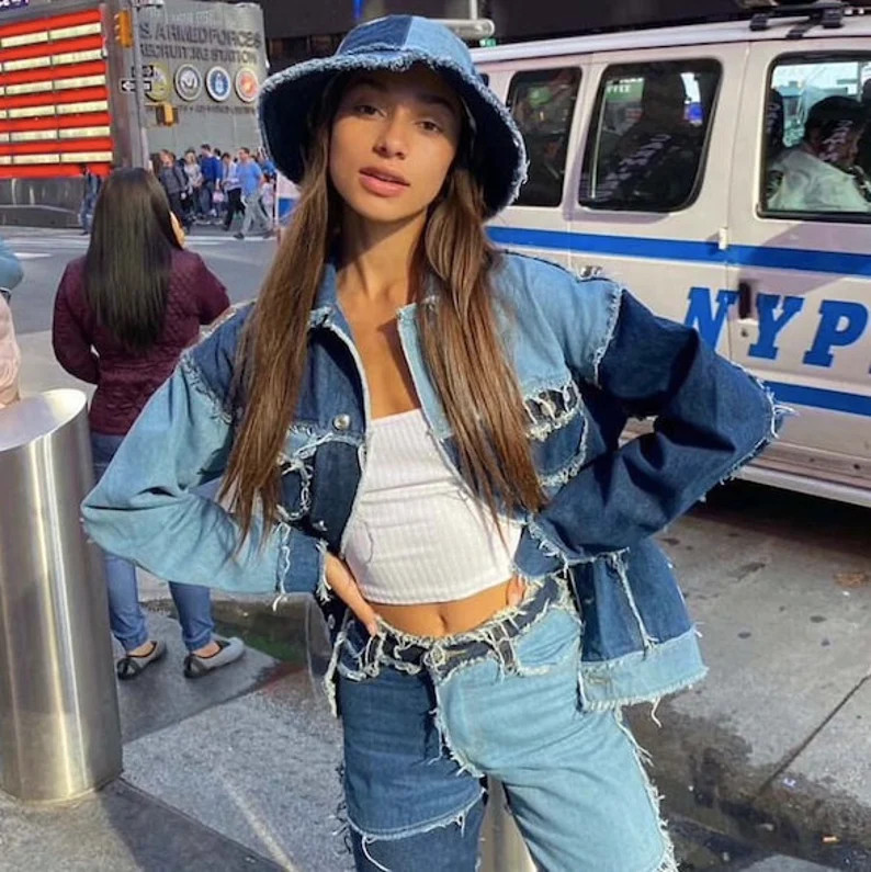 Patchwork denim jacket reworked  blue denim | Etsy | Etsy (US)