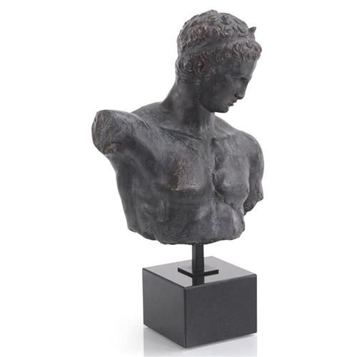 John-Richard Modern Classic Black Greek Bust Marble Stand Sculpture | Kathy Kuo Home