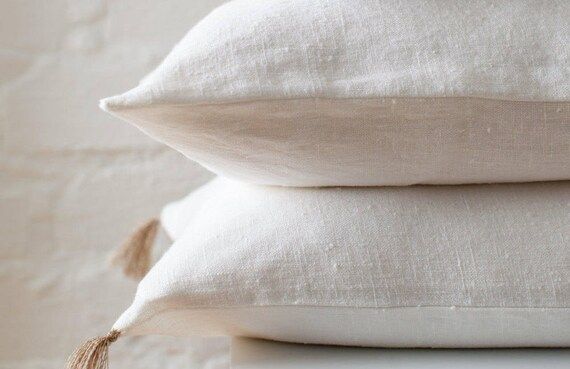 White Premium Linen Pillow Cover / White Luxury Linen Pillow | Etsy Canada | Etsy (CAD)